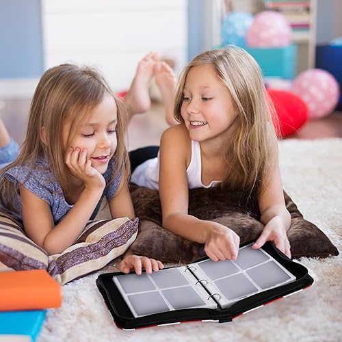 Miniatura 6 de Carpeta de tarjetas para tarjetas TCG, 4 bolsillos portátil coleccionista de tarjetas con 50 fundas extraíbles, carpeta de tarjetas intercambiables,