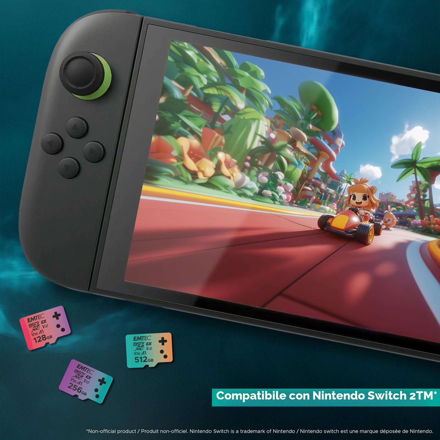 EMTEC, Scheda MicroSDXC 512 GB UHS-I U3 V30 A1 Express Gaming, compatibile con Nintendo Switch 2, ad alta velocità fino a 880 Mbps, archiviazione estesa, ideale per videogiochi e applicazioni