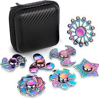 Cool Fidgets Spinners Metal Toys for Kids Adults 7 Pack, Finger Hand Spinners Stocking Stuffers, Desk Toys Fingertip Gyro Party Favors Supplies, Stress Relief Toys for Christmas