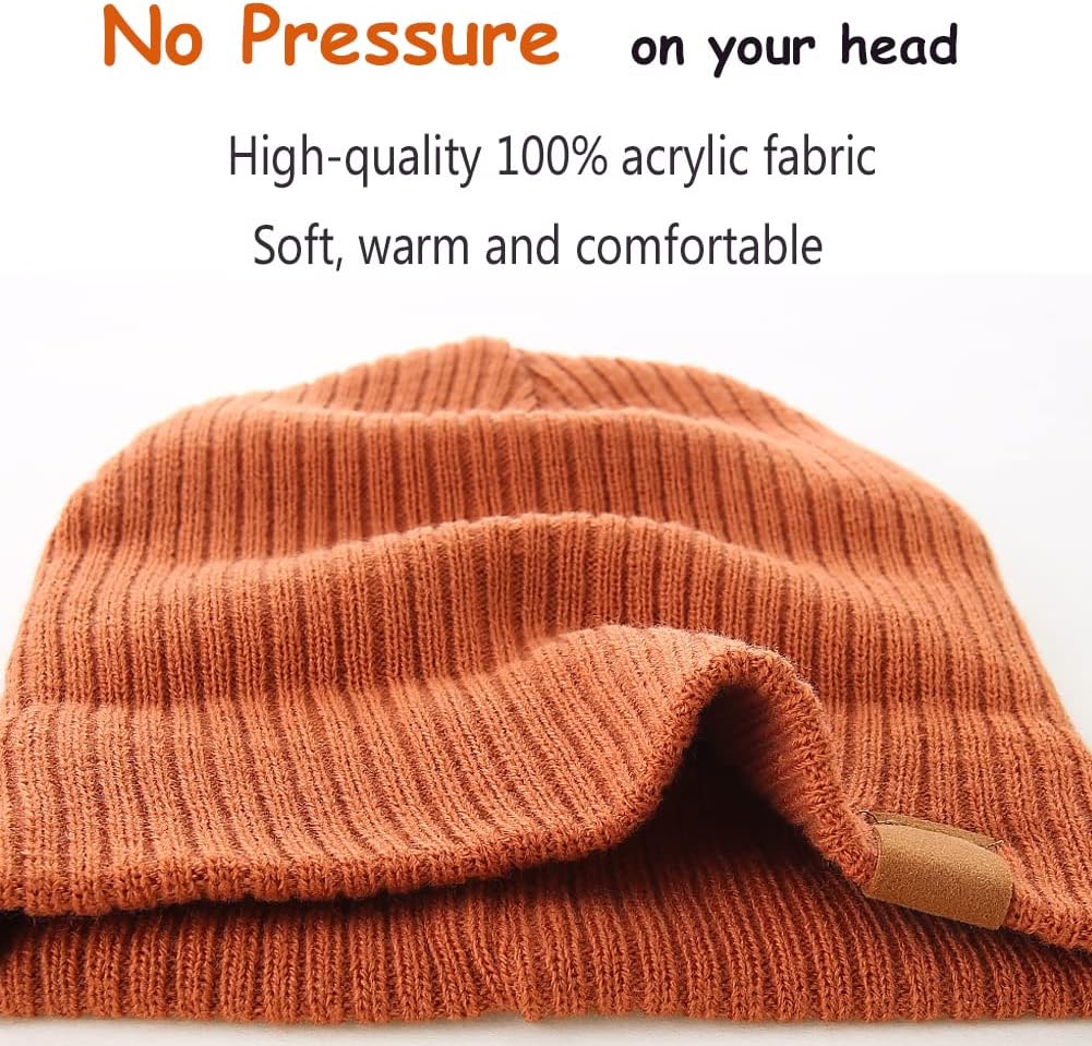 Moon Kitty 2PCS Baby Beanie Soft Toddler Beanie Warm Knitted Infant Winter Hats for Baby Boys - Image 3