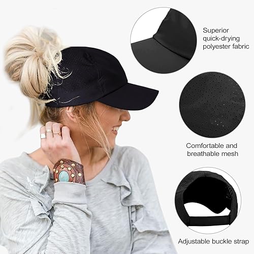 Miniatura 2 de Gorra de béisbol para mujer, con espalda descubierta, malla y pelo rizado, ajustable, gorra de camionero, de secado rápido