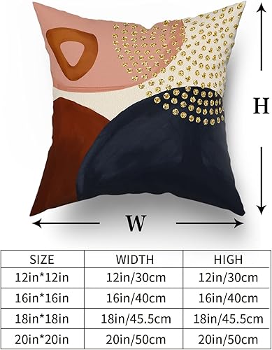 Miniatura 5 de Juego de 2 fundas de almohada abstractas bohemias de 18 x 18 pulgadas, estéticas azul marino naranja quemado geométricas decorativas para sofá,