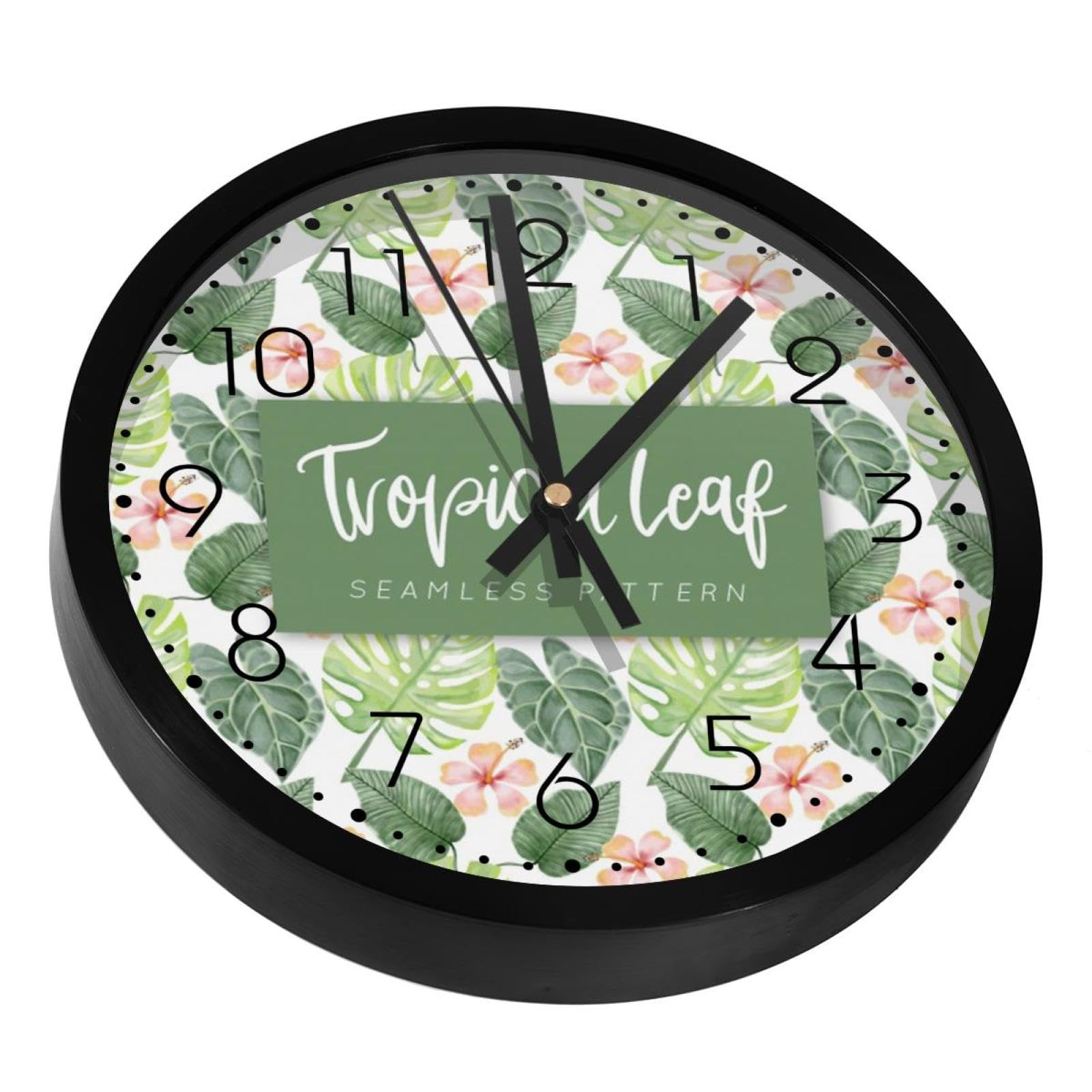 Horloge silencieuse sans tic-tac au design feuilles tropicales