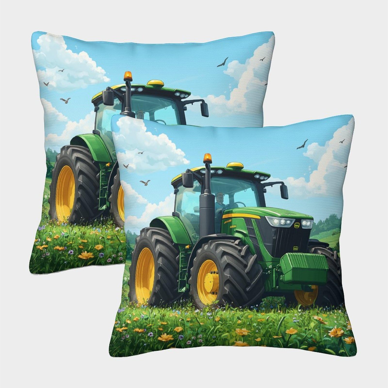 kaiyun 2 Pack Farm Style,Tractor Pillow Case Home Decoration Sofa Cushion Cover 50x50cm