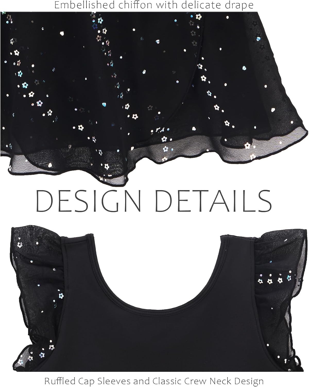 Stelle Girls Flutter Sleeve Ballet Leotards Toddler Shimmering Dance Outfits Sequin Tutu Skirted Leotard Ballerina Dress