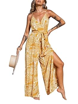 Amazon.com: CUPSHE Women's Jumpsuits Floral Tropical Wide