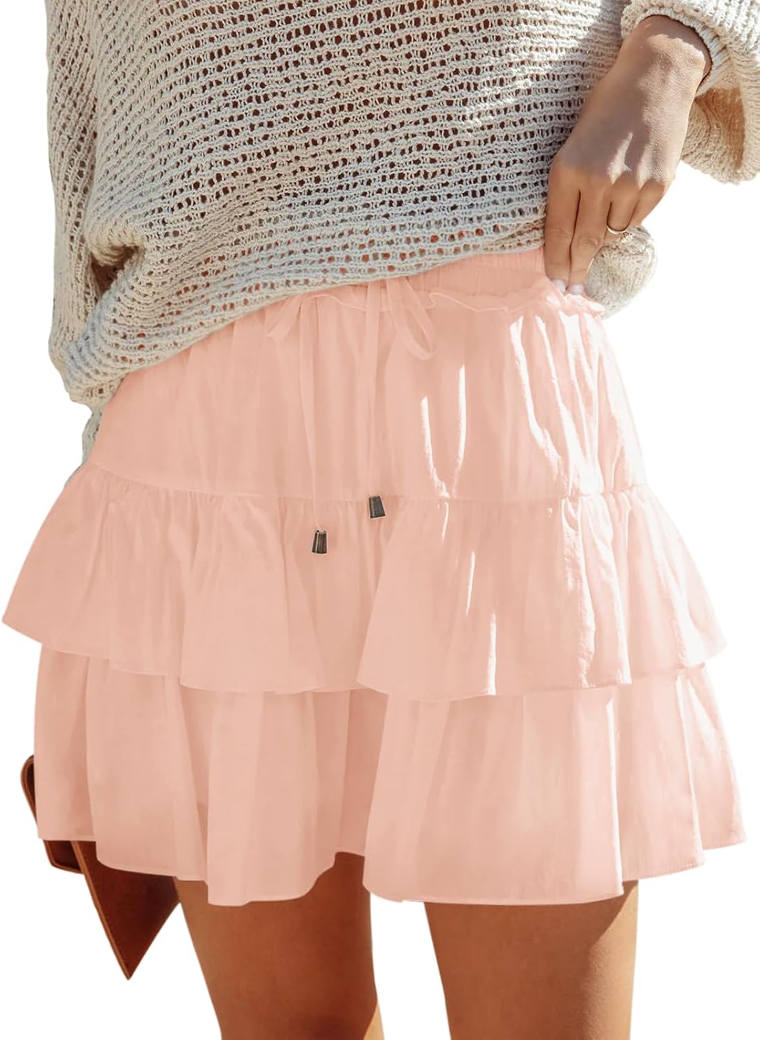 Flowy Shorts for Women Boho Ruffled Tiered Skorts Casual High Waist Mini Skirts Ten...