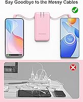 Vista 8 de miisso Ultra Slim 10000mAh Power Bank Built-in Cables and Foldable AC Wall Plug, Pocket Size USB C Portable Charger, External Battery Pack