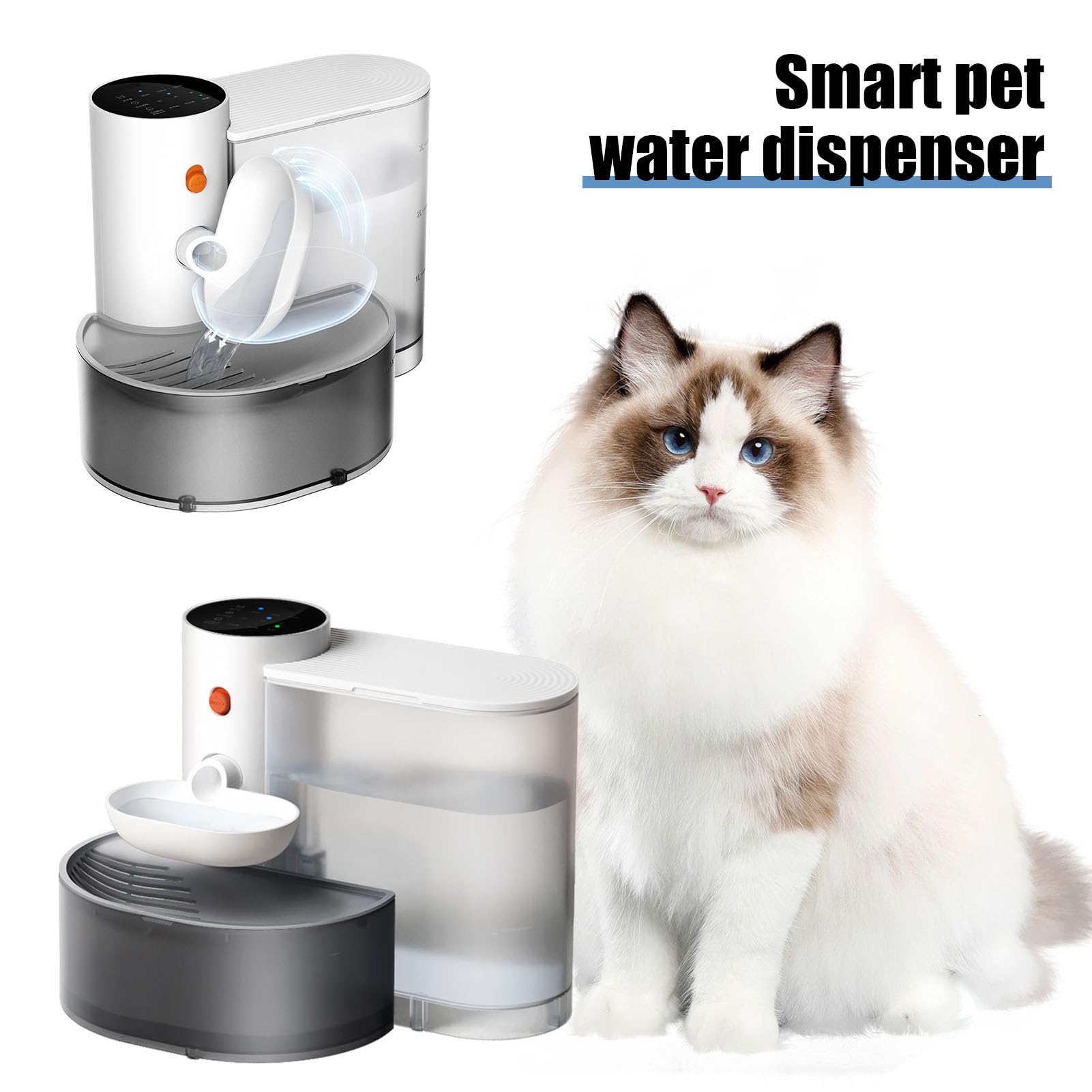 Fuente de agua inteligente para gatos, fuente de agua automática de 3 litros para mascotas con funcionamiento silencioso, agua limpia continua y hasta 9 días de bebida para mascotas, para gatos/perros
