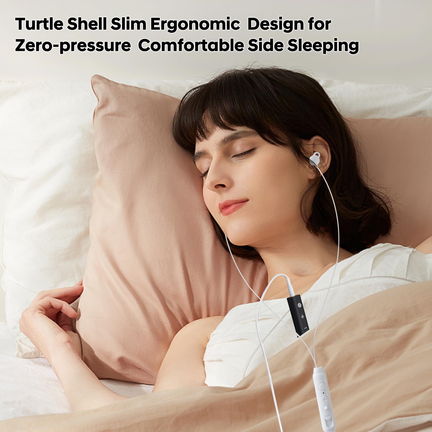 CKG Auriculares para dormir de lado, hechos de silicona con auriculares suaves y sin presión cómodos para dormir de lado, 12 horas de reproducción, Bluetooth multipunto para música personalizada para