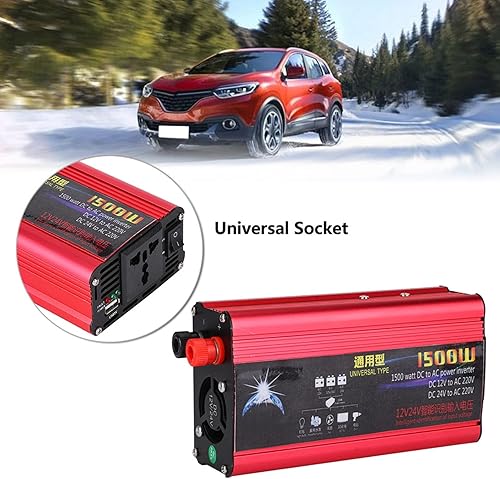 Miniatura 4 de Inversor de corriente para automóvil de 1500 W, adaptador de convertidor de cargador USB, onda sinusoidal modificada, CC 12V24V a CA 220V, inversor