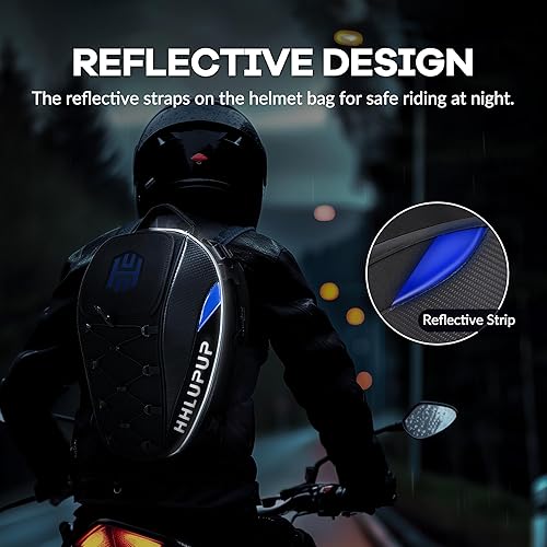 Miniatura 5 de HHLUPUP Bolsa de Casco para Motocicleta de Doble Uso, Mochila para Casco y Bolsa de Asiento, Bolsa de Equipaje Impermeable de 38L con Cerradura de