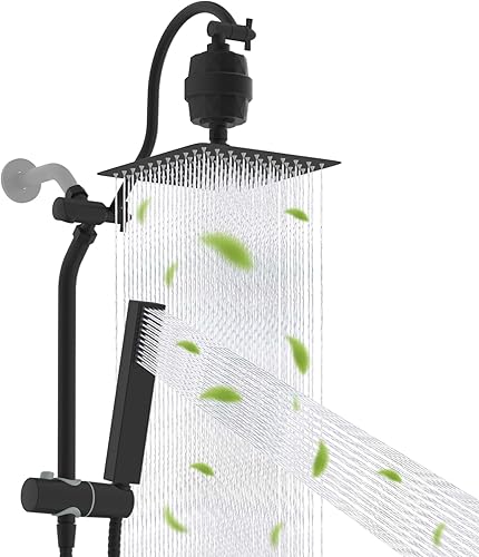 Miniatura 13 de Hibbent cUPU Certificado Cabezal de Ducha de Lluvia de Alta Presión de 10'', Combo de Cabezal de Ducha con Rociador de Mano de 4 Modos, Brazo de