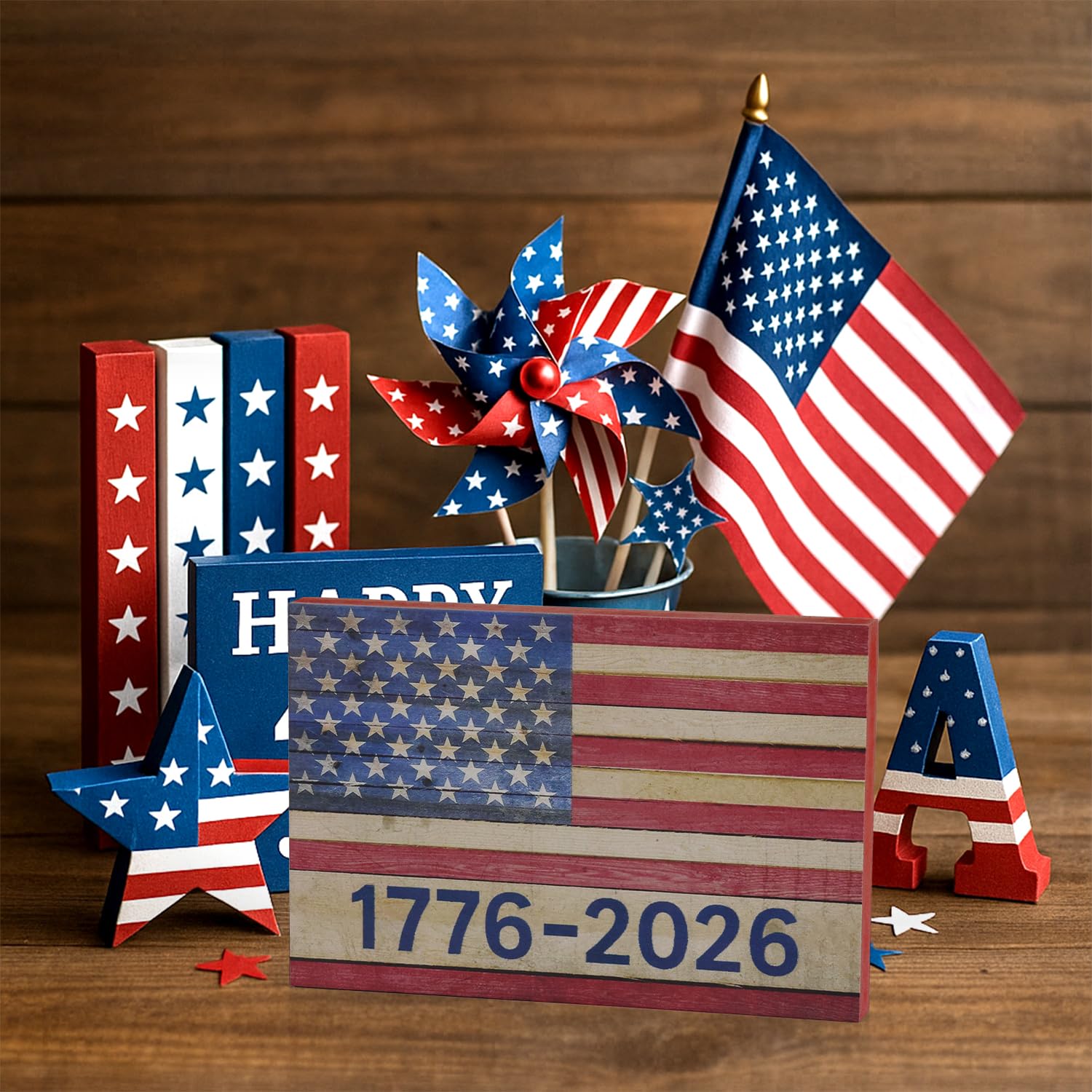 Amazon.com: 250 Years American 4th of July Patriotic Wooden Flag