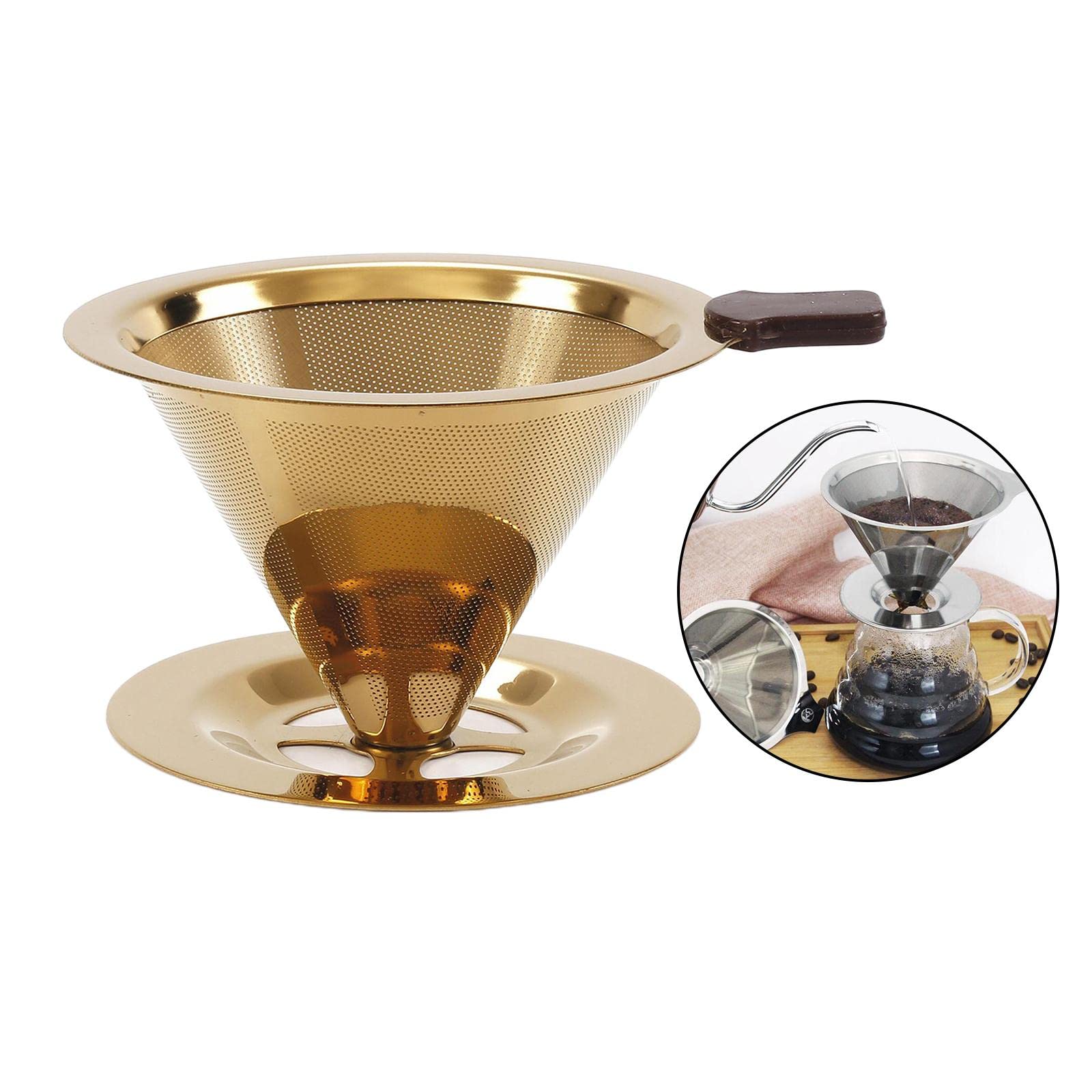 rockible Kaffeefilter Papierloses Kaffeefiltersieb Edelstahl Pour Over Kaffeebrüher Teesieb Feines Kaffeezubehör Und Rostfrei für