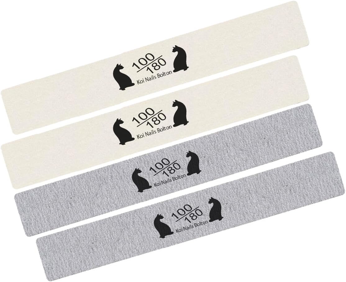 4 x Zebra & White Nail File 100/180 Grit Washable Foam Inner Manicure Pedicure Salon Grey oblong emery board koi files