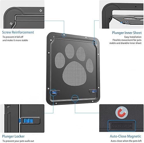 Miniatura 2 de Ownpets Puerta mosquitera para mascotas, puerta interior de 8 x 10 x 0.4 pulgadas, pantalla magnética con cerradura automática para puerta negra