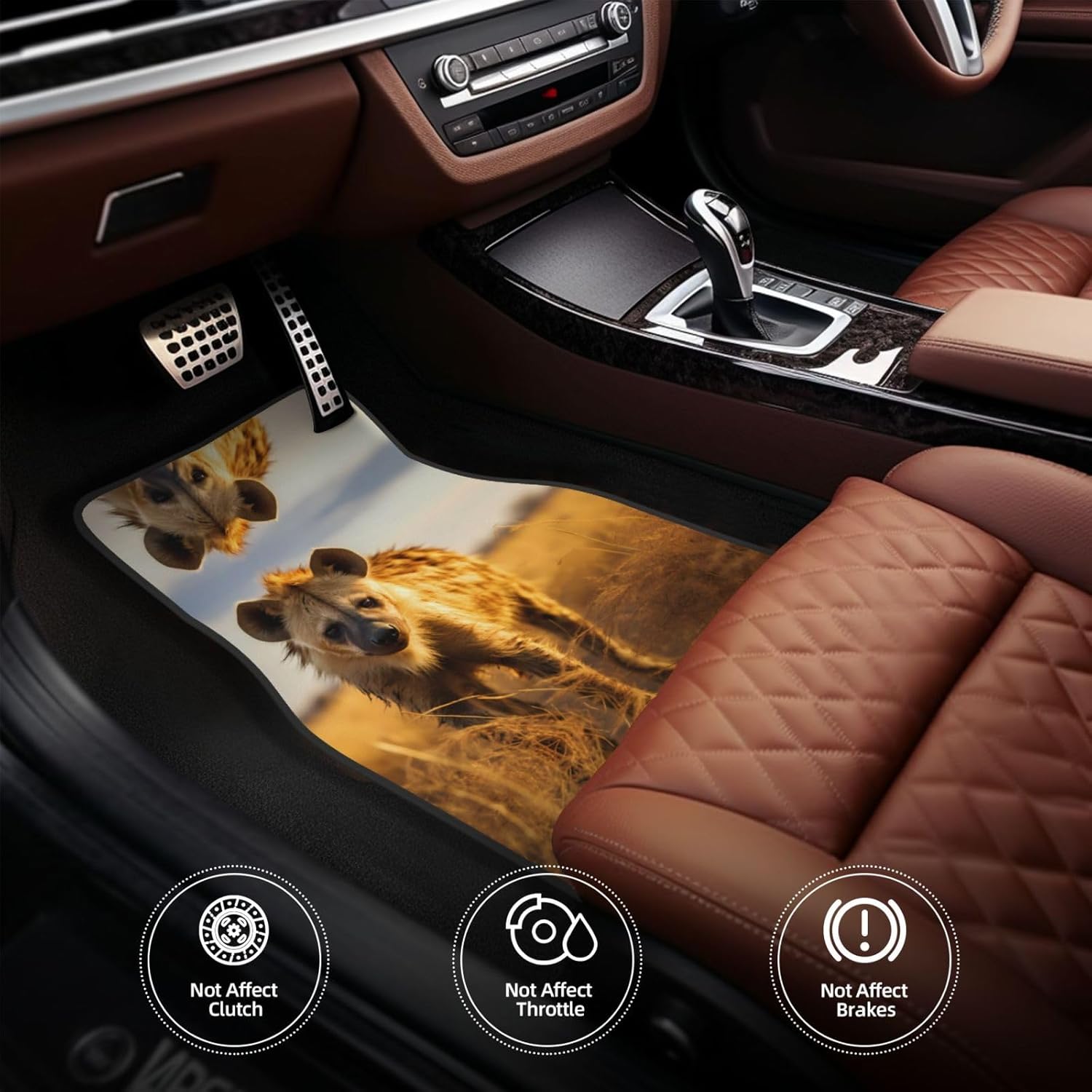 Lonely Hyena Patterned car mats 4-piece set | For cars/SUVs/trucks | Firm fit without displacement