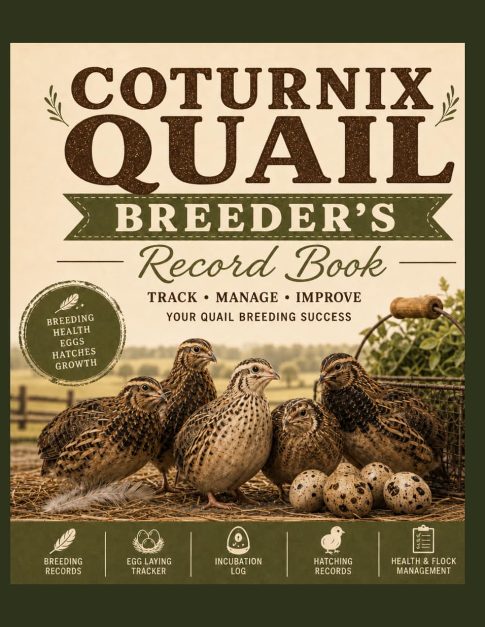 Coturnix Quail Breeder’s Record Book: Egg Collection, Incubation Tracking, Hatch Rates, Flock Notes & Breeding Logs
