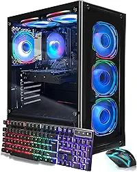 STGAubron Computador desktop para jogos, AMD Ryzen 5 5500 até 4,2GHz, GeForce RTX 3050 6G, 32G DDR4, 1T SSD, WiFi 6 5G e BT 5.2, RGB Fan x6, Windows 11 Home