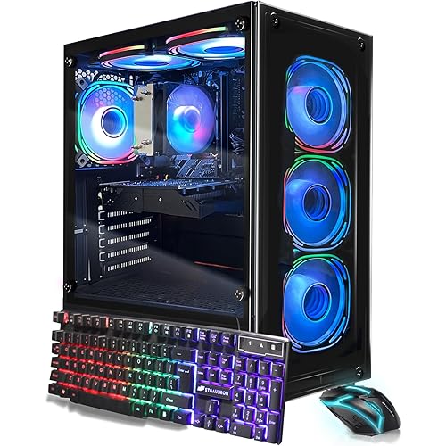 STGAubron Gaming PC Computer Desktop, AMD Ryzen 5 5500 up to 4.2GHz, GeForce RTX 3050 6G, 32G DDR4, 1T SSD, WiFi 6 5G & BT 5.2, RGB Fan x6, Windows 11 Home