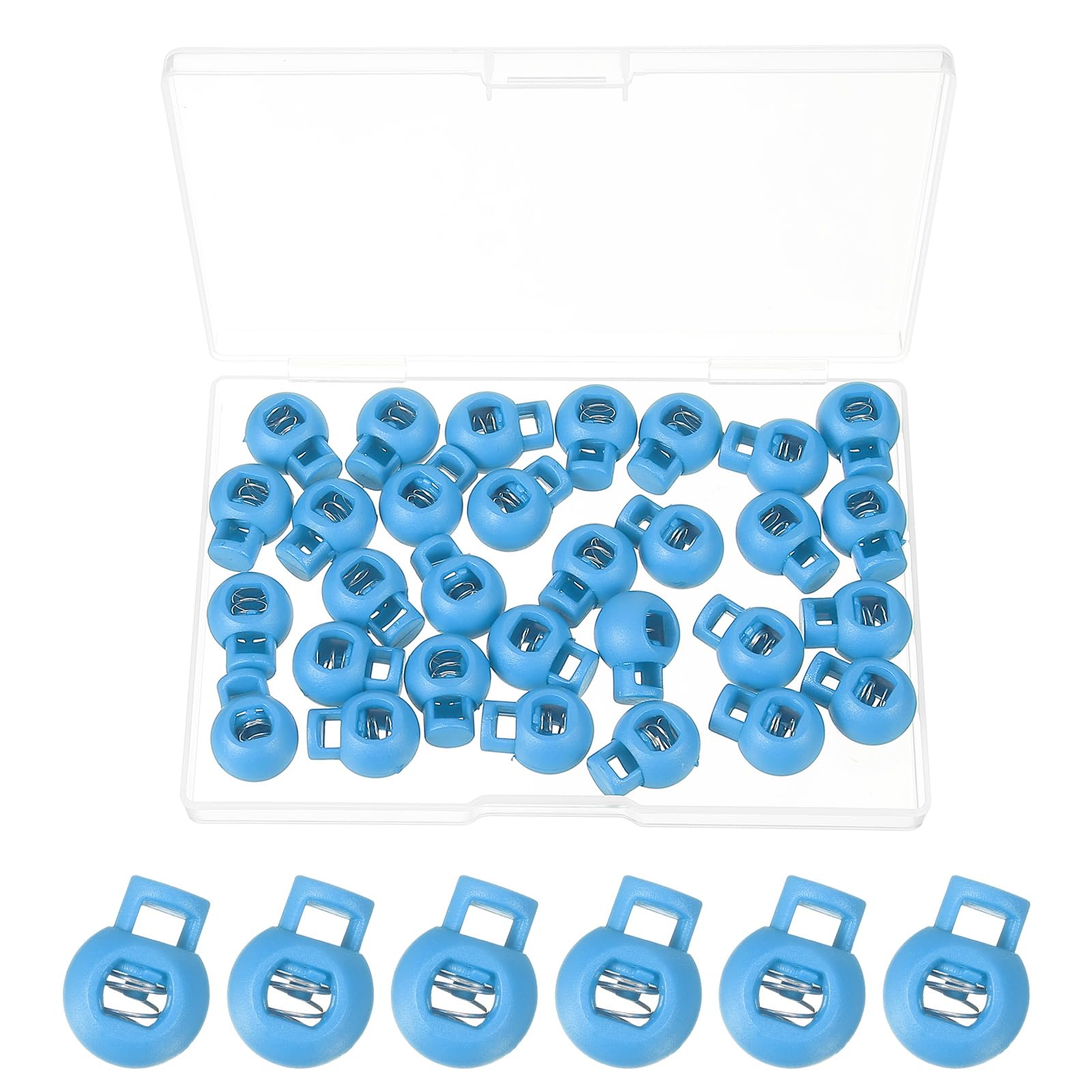 PATIKIL Round Cord Lock, Plastic Single Hole Spring Loaded Toggle Stoppers Adjustable Sliding Draw String Clip Ends Clamp