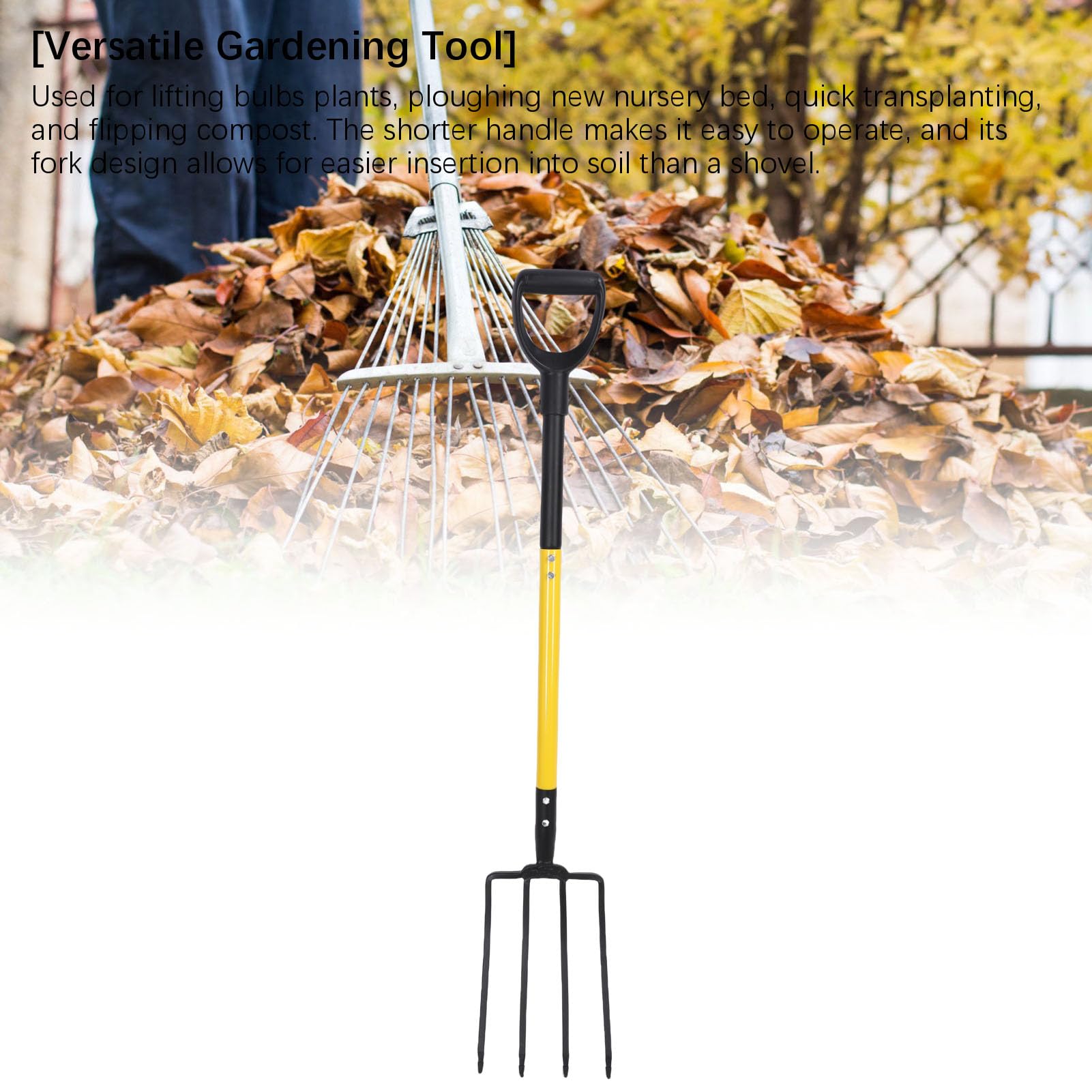 Cryfokt Forcone da Giardino Versatile a 4 Denti, Struttura Durevole per Scavare Il Compostaggio, Adatto a Tutti i Giardinieri, 117 Cm