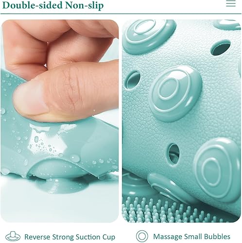 Miniatura 5 de Tapete de ducha antideslizante  Tapete antideslizante para bañera con ventosas  Drenaje rápido y función de masaje de pies  Lavable a máquina y