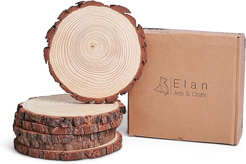 Elan Rebanada de madera de 7 a 7.5 pulgadas de diámetro, 10 piezas, rebanadas de madera natural para manualidades, rebanadas de madera natural,