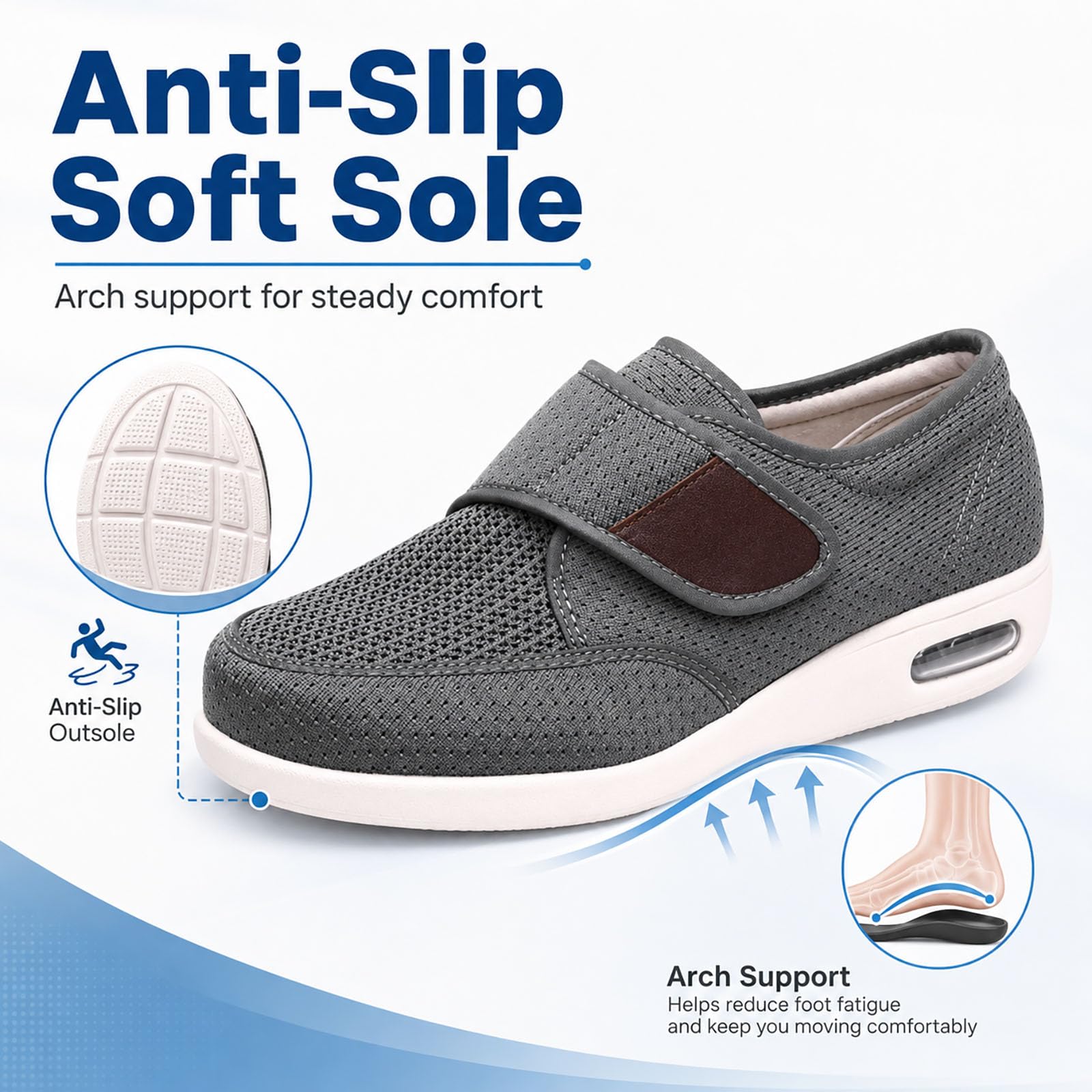 Generisch Men's High Instep Shoes for Swollen Feet Men Women