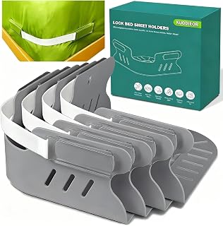 Bed Sheet Holders for Corners, Heavy Duty Fitted Sheet Holder with Lock Fastener Straps &Anti-Slip Pads Keep Sheets Firm&Tight, No More Loose Sheets, Easy Installation for Any Mattress Sizes(Set of 4) - Amazon product rated Grade A