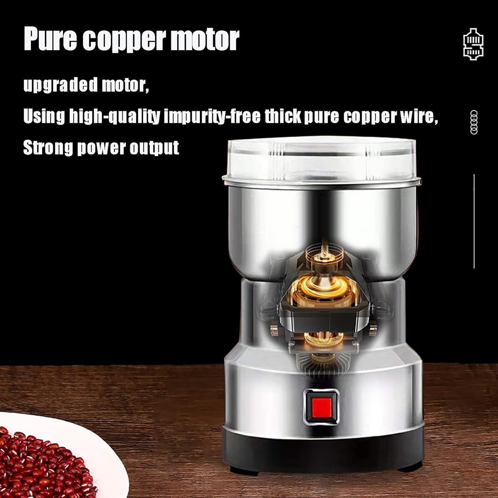 Moulin À Grains Électrique 300 G, Broyeur À Dosettes De Café, Mélangeur D'épices, Moulin À Épices À Grande Vitesse en Acier Inoxydable pour Moudre Les Grains, Les Racines