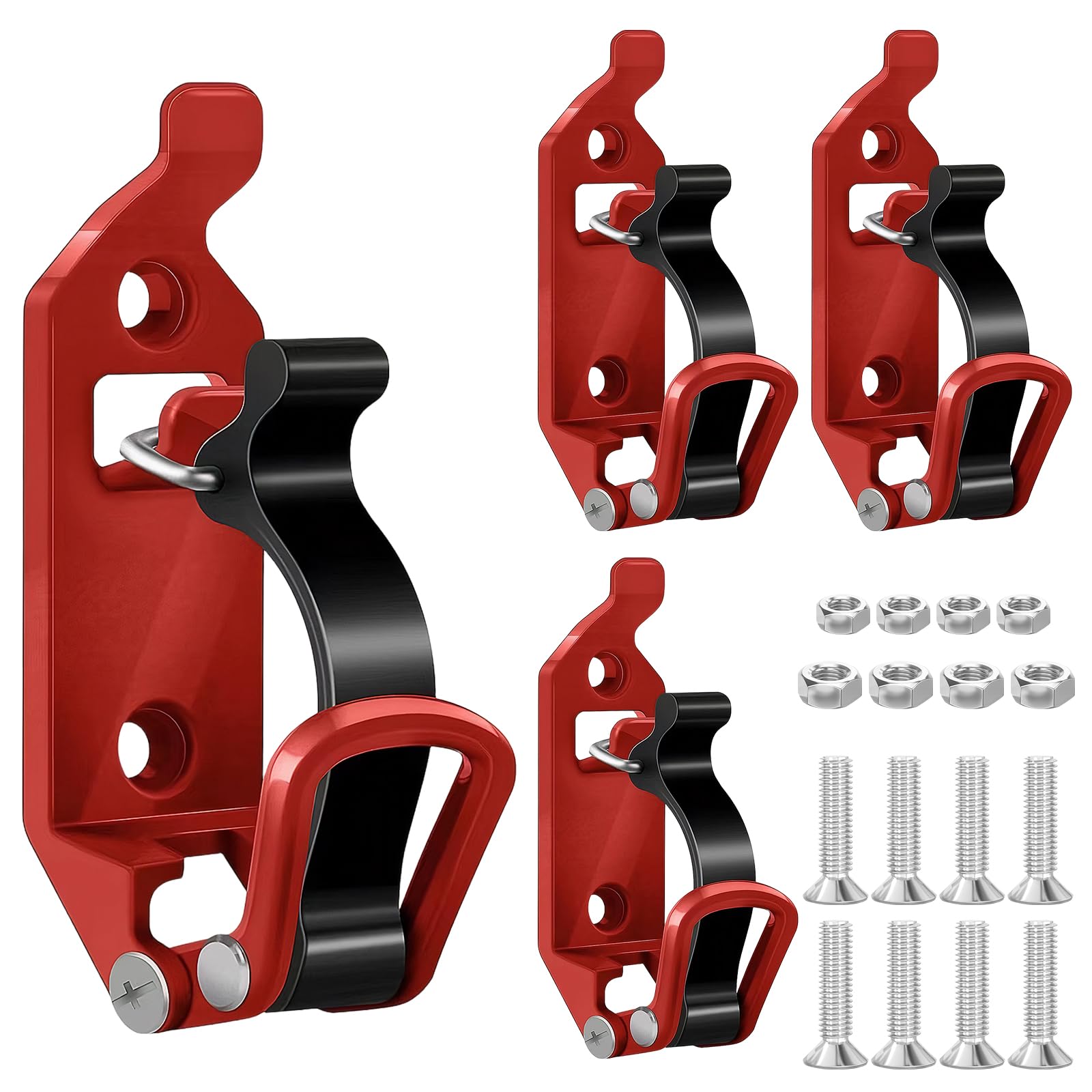 4Pcs Shovel Mount for Roof Rack, Roof Rack Accessories, Rubber Clamp Mounting Brackets Kit, Shovel Holder for Truck, Car Accessories for Boats, Military Equipment, Axe Holder (Red)