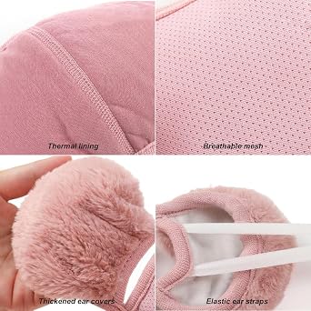 Winter Fleece Face Mask with Fluffy Ear Covers - Cold Weather Mask