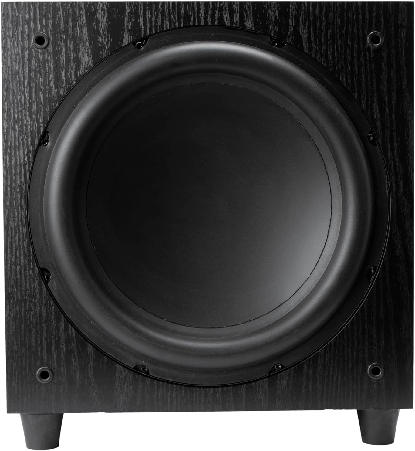 12", 300 W Powered Active Sub Woofer with Round Firing for Home Theater, Black, Includes Remote, Solid MDF Enclosure, RCA Inputs/Outputs - Perfect for Movies, Studio, and Home Audio