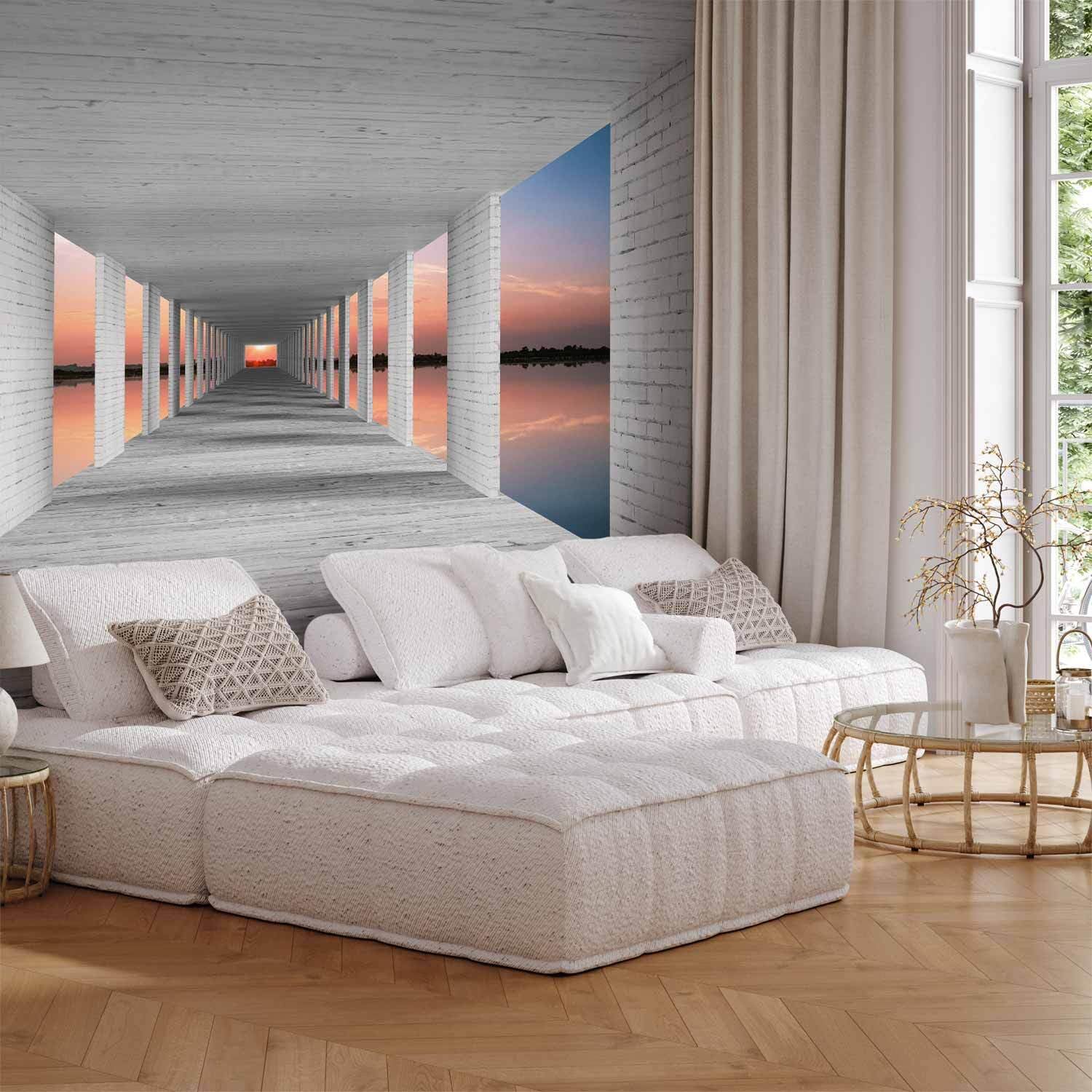 decomonkey Fotomural autoadhesivo Paisaje Efecto 3D Naturaleza 196x140 cm