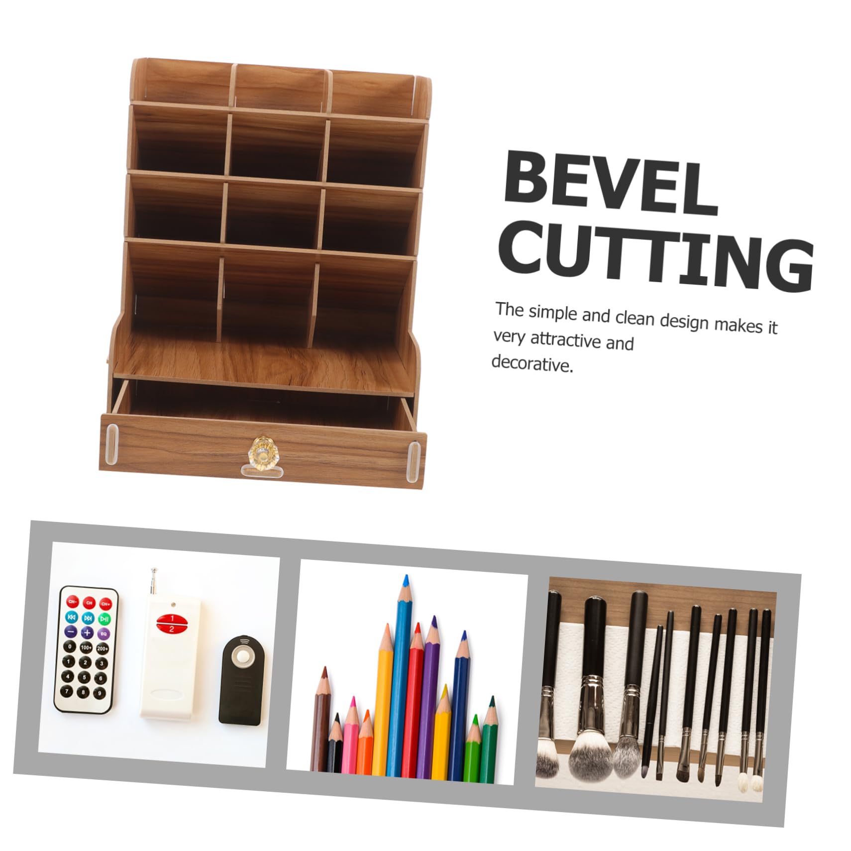 SHOWERORO Elegante Portapenne Da Scrivania in Legno Per Organizer Da Scrivania Multi-griglia Per Cancelleria