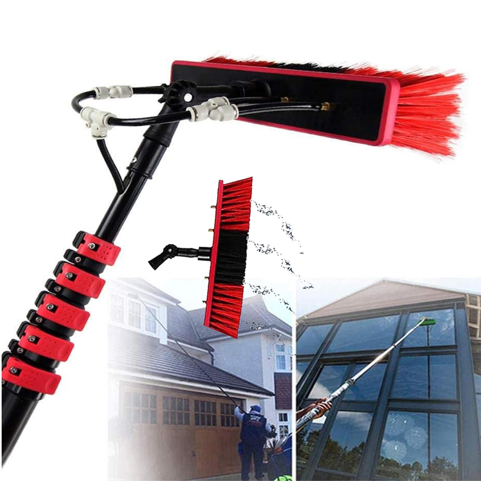 AYCDL Telescopic Solar Panel Cleaning Brush Kit - 10.8m Extendable Water Fed Pole for Efficient Solar Panel Maintenance & Outdoor Cleaning,6m