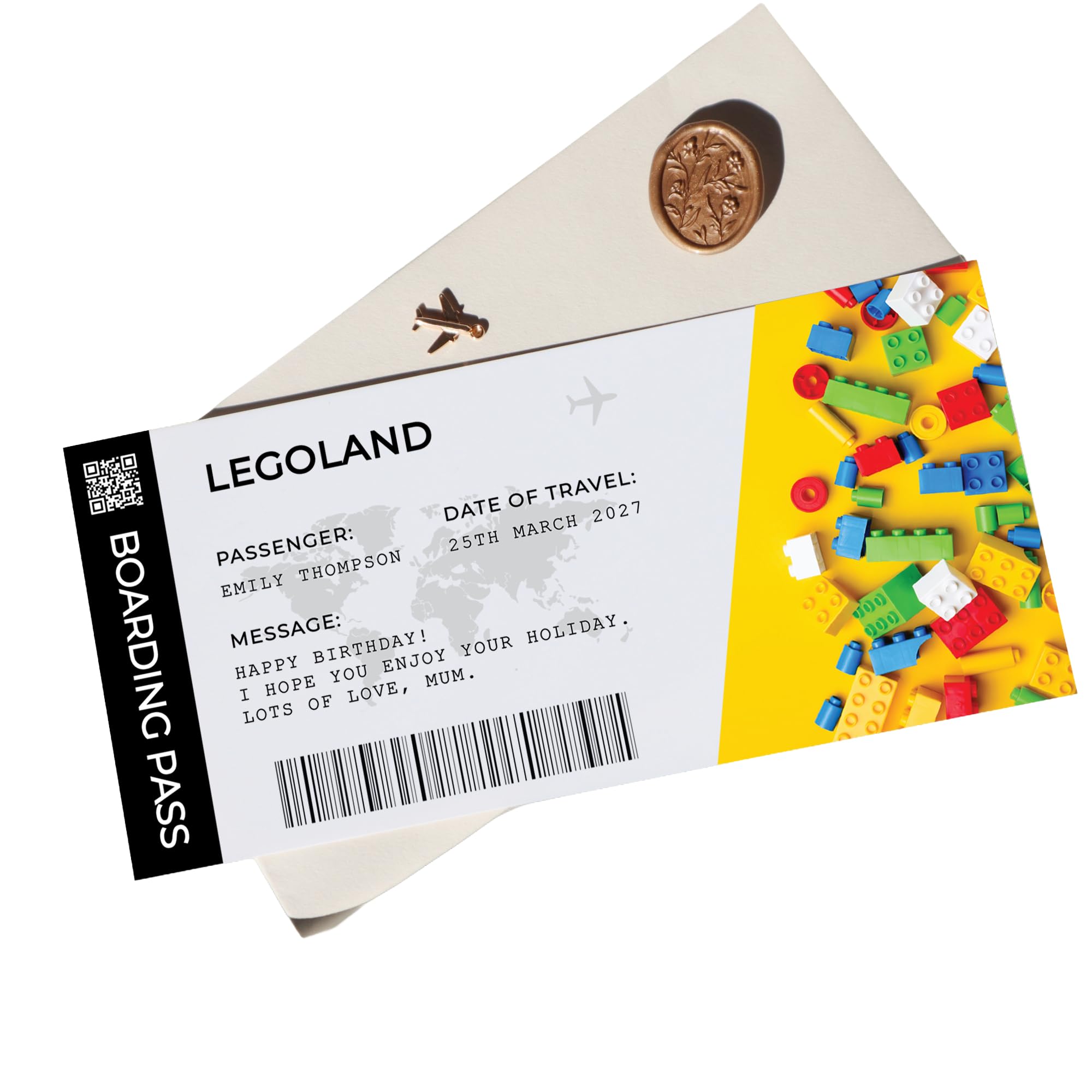 Legoland surprise reveal card you're going to Legoland card for son daughter personalised Legoland boarding pass surprise holiday reveal gift surprise Lego trip reveal card kids birthday gift ST-02