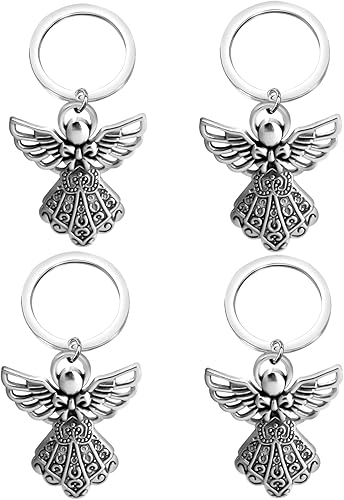 BNQL Llaveros de ángel de la guarda, 4 piezas, llavero con dije de ángel, regalo de ángel de la guarda