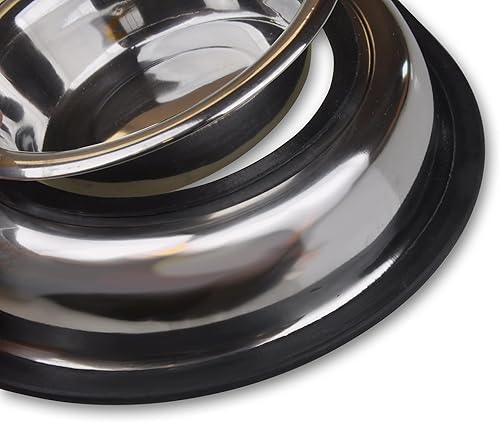 Miniatura 4 de Van Ness Pet - Cuenco grande de acero inoxidable para alimentos y agua para perros, 64 onzas, base ancha sin tirones