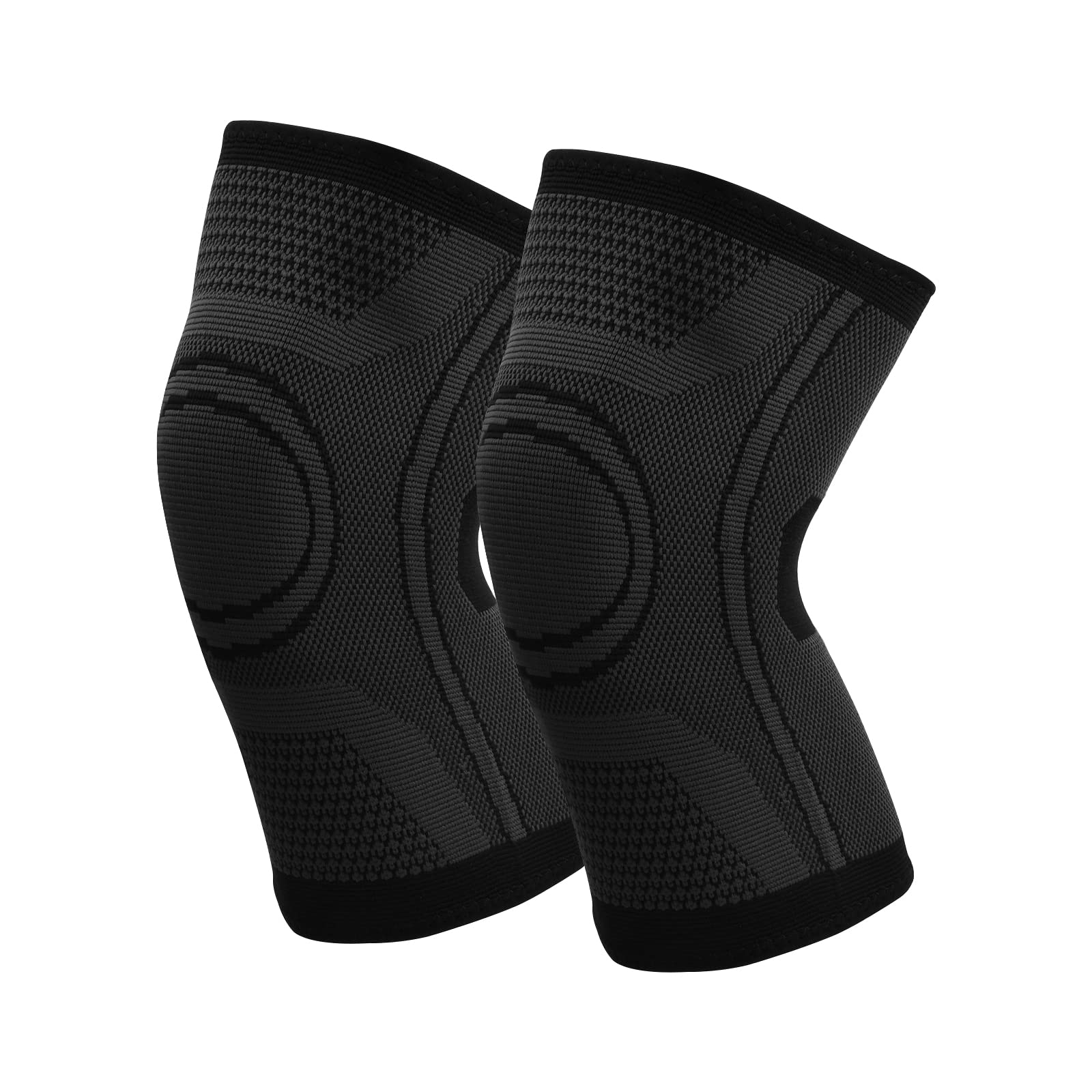 2 Pezzi Tutore Ginocchio, Elastica Fascia Compressione Ginocchio Supporto per Ginocchio da Uomo Donna Nero Ginocchiera Rotulea per Corsa Sportivo Allevia Gli Infortuni Sportivi e l'Artrite (M)