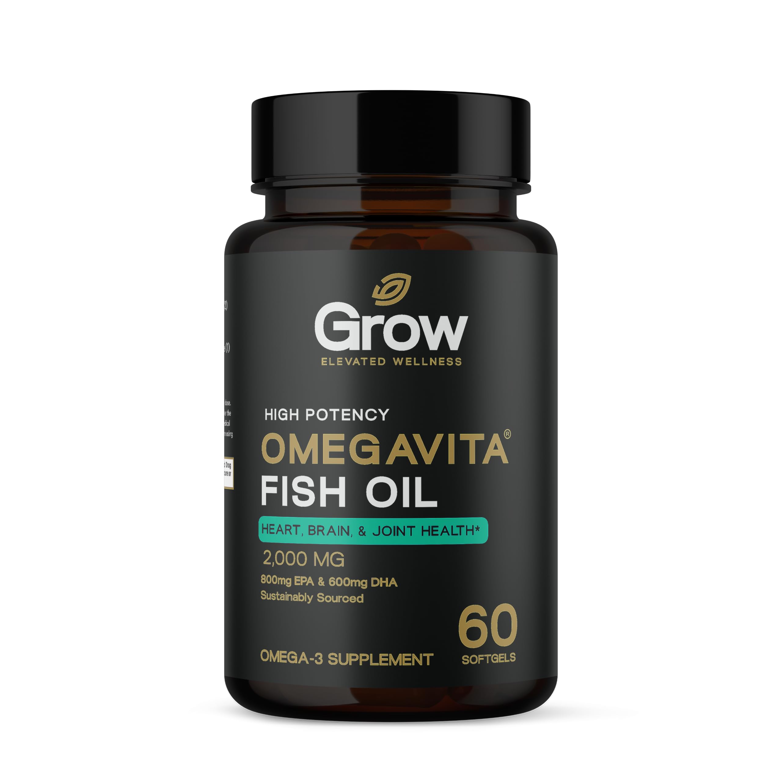 grow vitamin Omega-3 Fish Oil: Heart, Brain, and Joint Support | 2000MG Fish Oil Omega-3 | 800 mg EPA 600 mg DHA - Natural Lemon Flavor, Enteric-Coated, Sustainably Sourced - 30 Day Supply — Amazon image 2