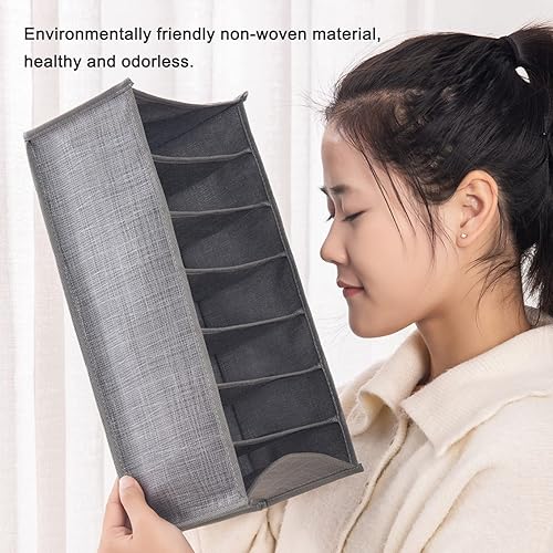 Miniatura 6 de SLDHFE Organizador de ropa para armario, 7 rejillas, tela no tejida, cajones de almacenamiento, organizadores para jeans, pantalones, brasier de