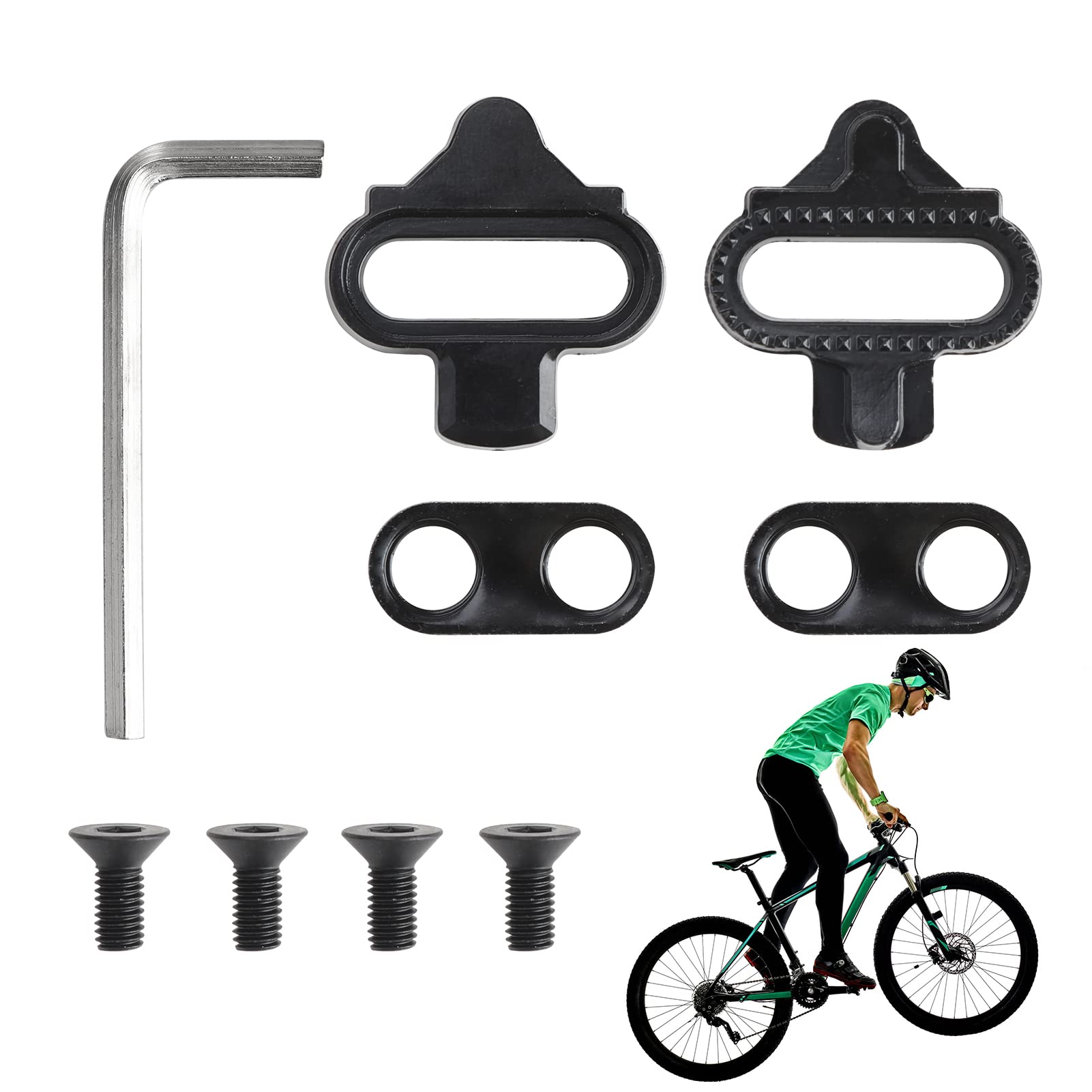 2 pcs Bike Cleats SPD Self-Locking Cycling Cleat Robust Mountain Bike Cleats Compatible with Shimano SPD Bicycle Cleat with Allen Key for Spinning Men Women Mountain Bike Shoe