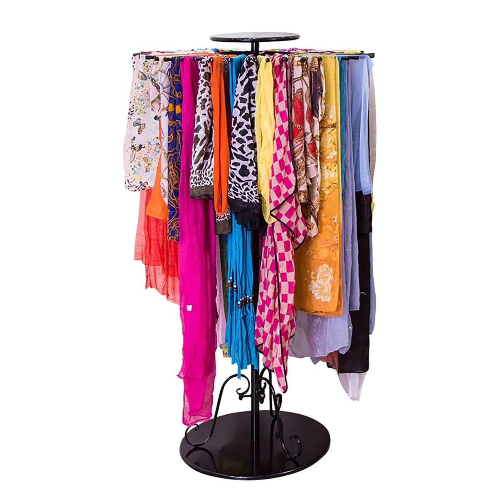 Espositore girevole in 3 colori per sciarpe, cinture e gioielli, rotondo, per negozi di abbigliamento, vetrine, sciarpe di seta (nero, 70 x 125 cm)