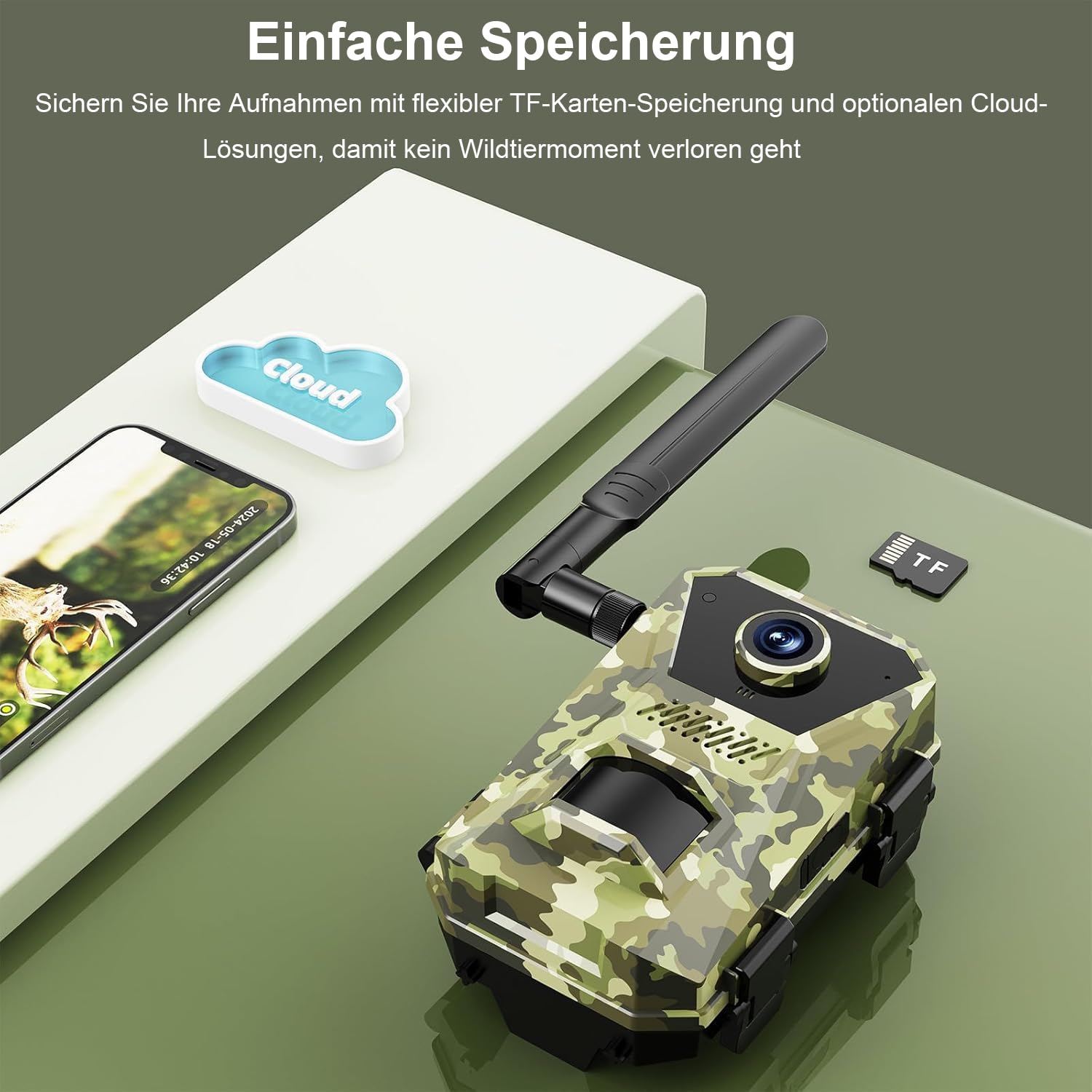 Naturepar F8 Wildkamera – 14MP 4G Wildkamera mit Nachtsicht und Bewegungserkennung 4K Wildtierkamera mit 60MP, WLAN, APP-Steuerung, Nachtsicht & IP66 wasserdicht