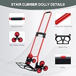 Stair Climbing Hand Truck Dolly 200 LB Capacity,Stair Climber Hand Truck Foldable with Scalable Handle,Stair Climbing Dolly Cart for Stairs,Moving,Shopping(Red)