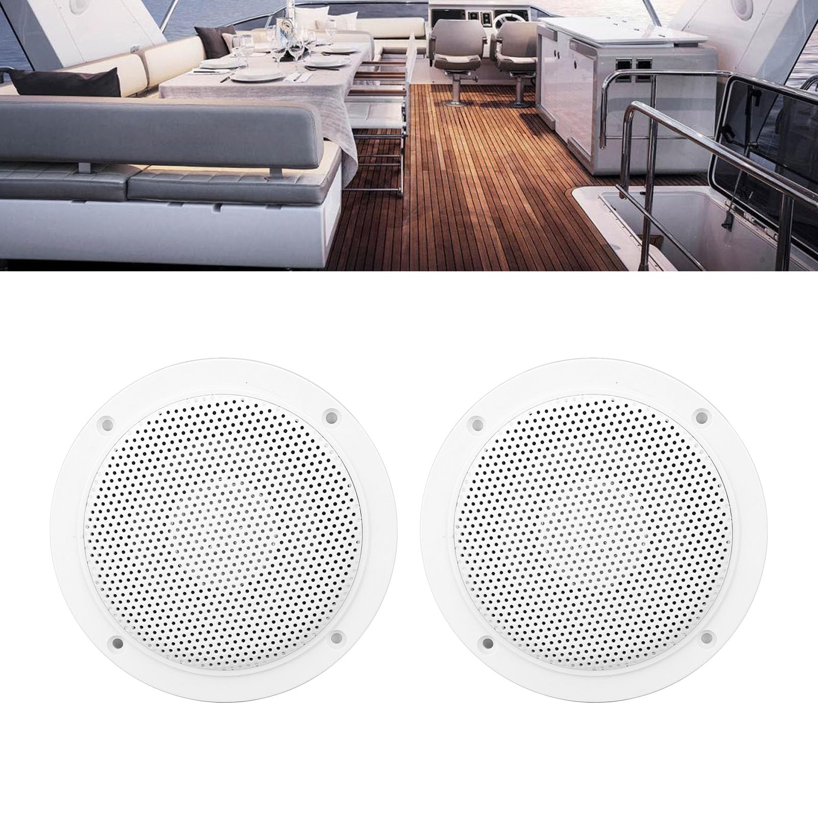 Garsent 4 Zoll wasserdichte Marine-Deckenlautsprecher mit 120 Watt Leistung, Handhabung für Küche, Badezimmer, Boot, Auto, Wohnmobil, Wohnmobil, Motorrad, Stoffumrandung und Flaches Design