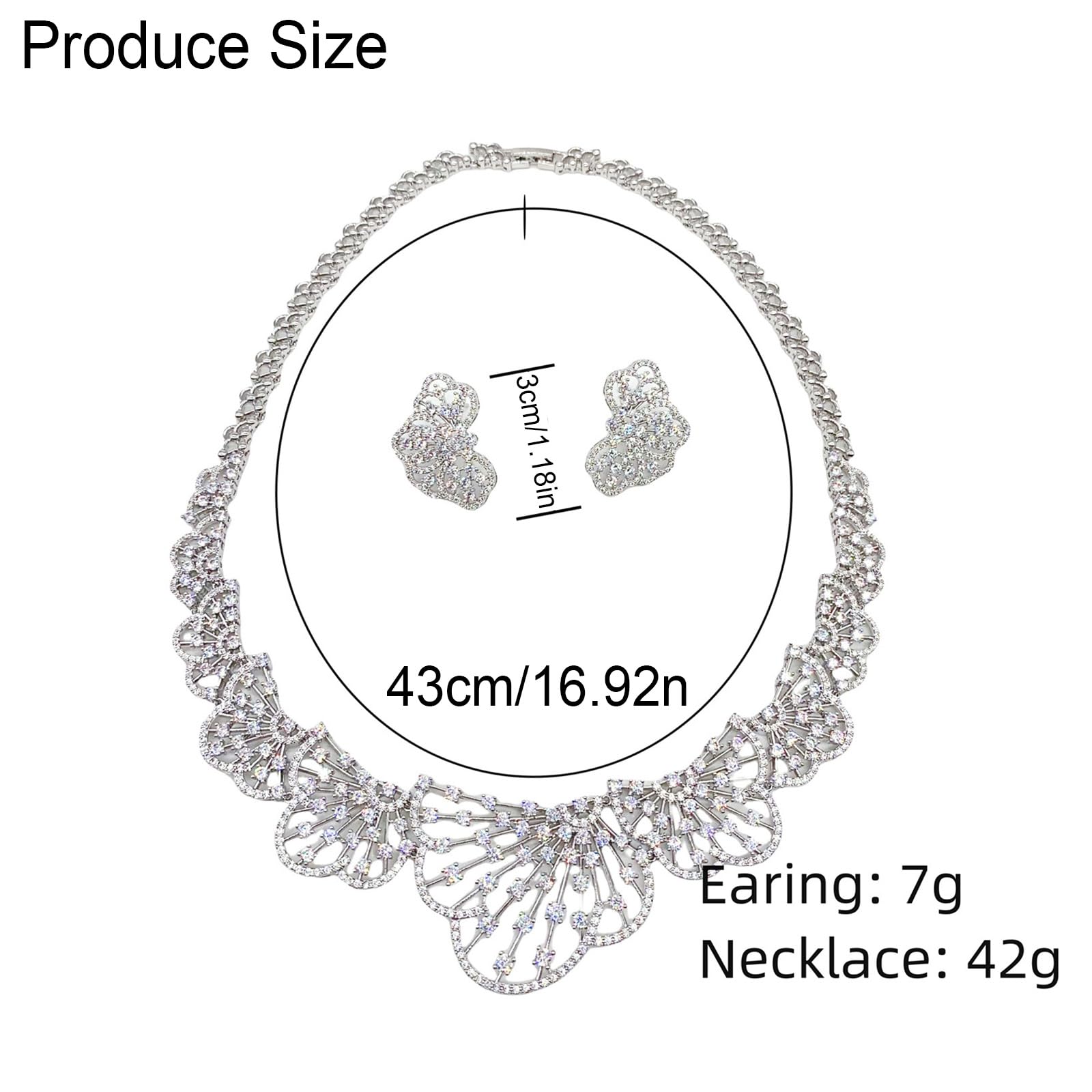 Elegante set di gioielli con eleganti pietre di zirconia, accessorio portatile per decorazioni di matrimoni e occasioni speciali